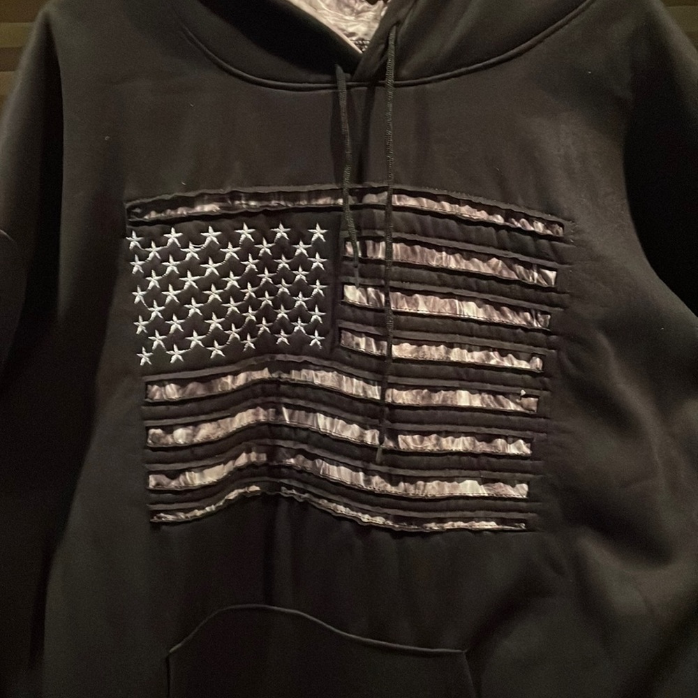 Black and camouflage American flag sweatshirt